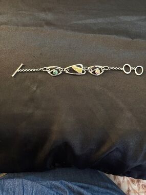 Swarovski Silver Bracelet with Yellow and Green Crystal Accents